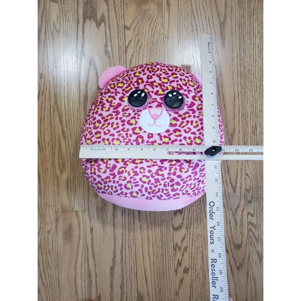 Super Soft TY Squish a Boos 2021 LAINEY Pink Leopard Cushion Pillow 12” Clean